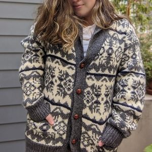 Vintage Shetland Wool Chunky Cardigan Cabincore